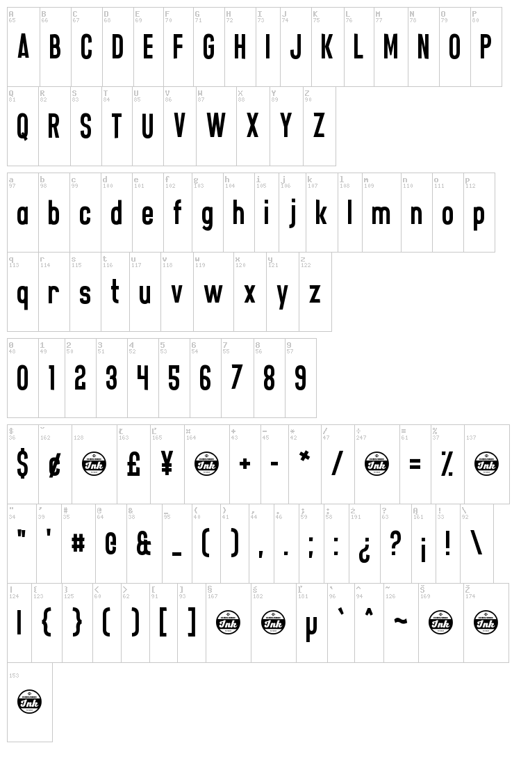 Casual Softcore font map
